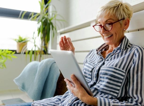 Woman holding tablet