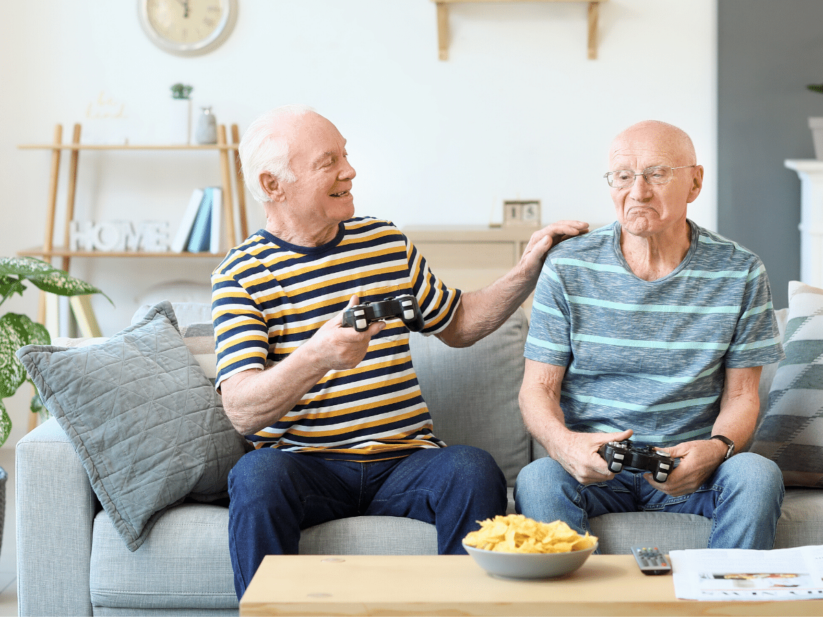 Men playing video games