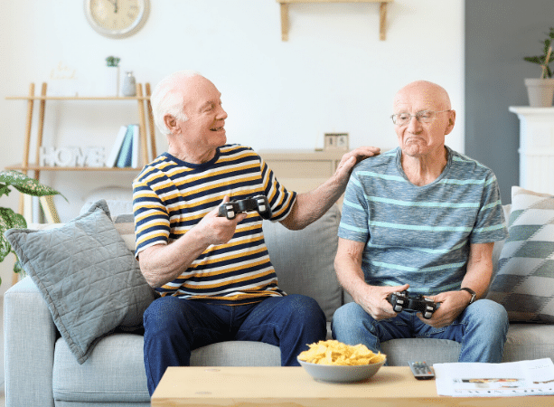 Two men playing video games